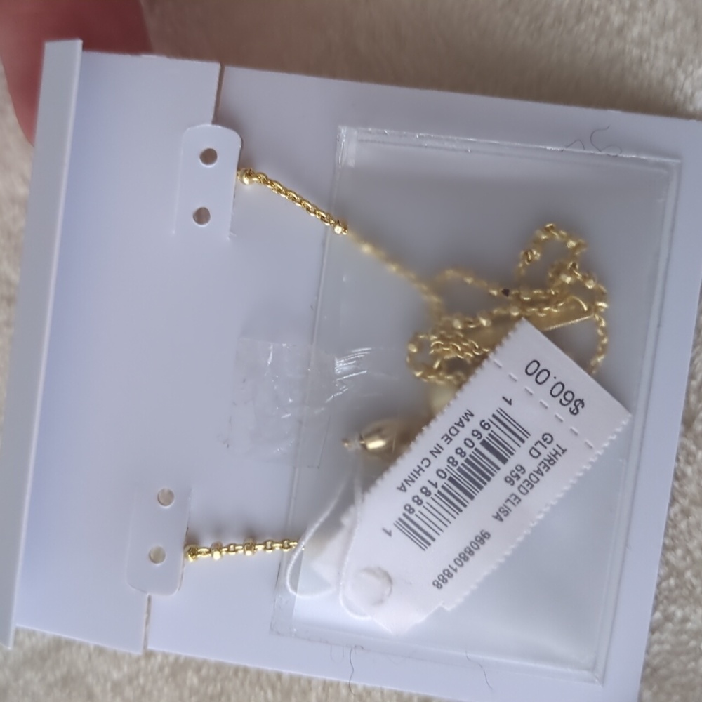 Threaded Elisa Gold Pendant Necklace in Pink Mix NWT New - Picture 4 of 4
